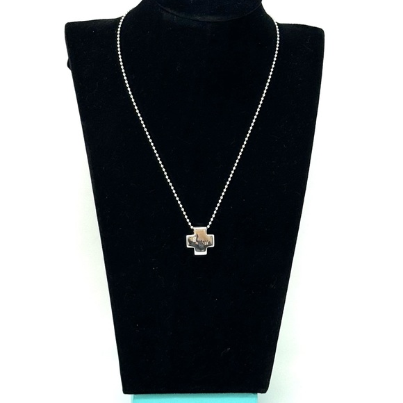 Authentic Tiffany & CO. Roman Square Cross Pendant Necklace. - Picture 2 of 10